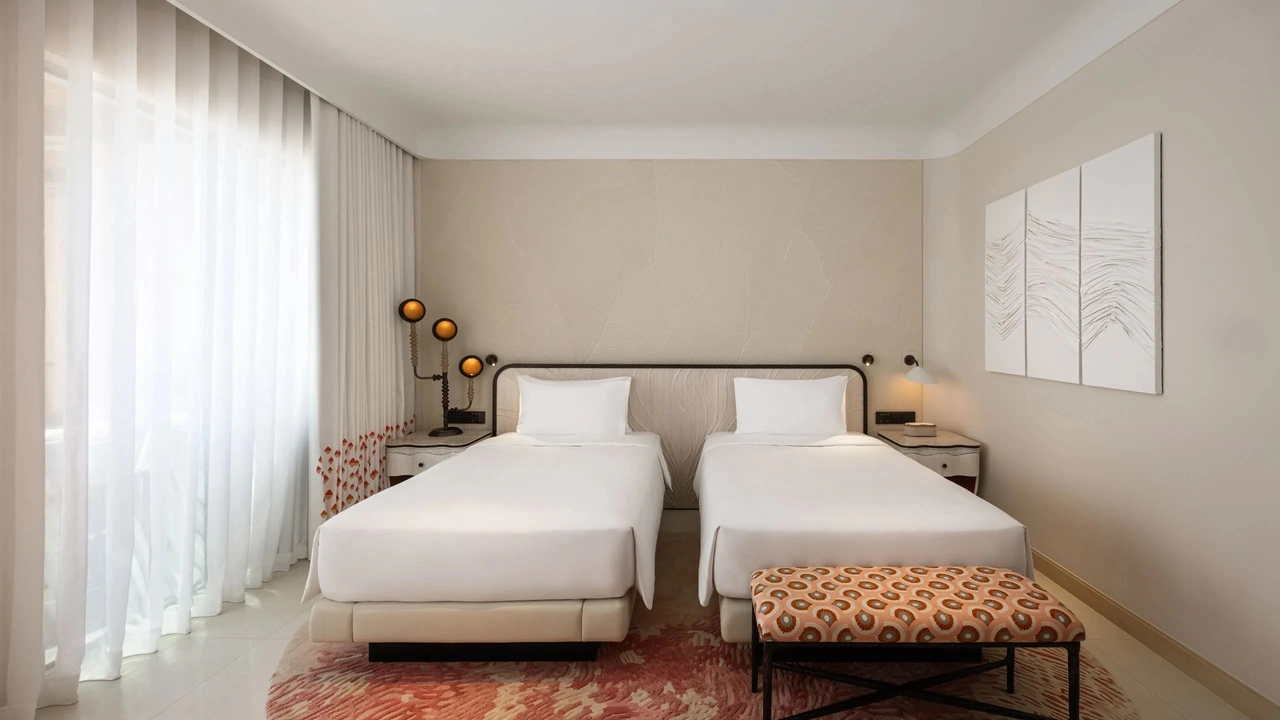Two Twin Beds with Marina View